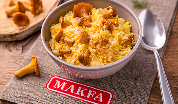 Кукурузная каша с лисичками