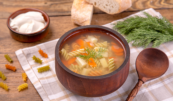 Суп с пшеном и пастой