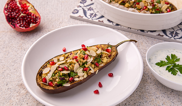Baked Eggplants with Millet Eastern Style