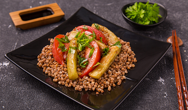 Caramelized Eggplants with Buckwheat