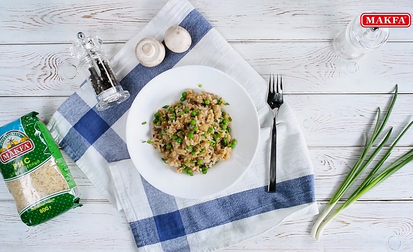 Рис с цветной капустой и грибами