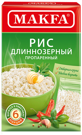 Рис шлифованный длиннозерный обработанный паром