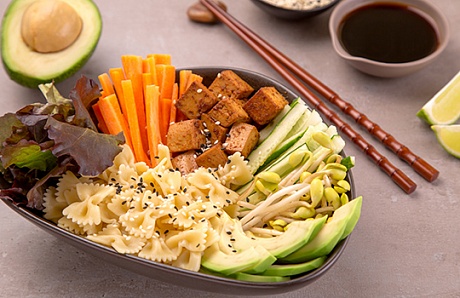 Asian Pasta Salad with Avocado and Tofu